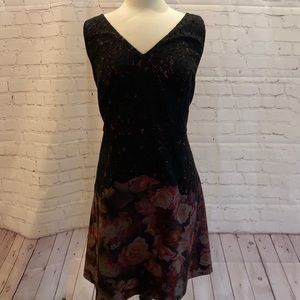 Adrianna Papell 22W lace and floral A line dress